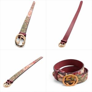 Gucci GG Supreme Blooms Belt 95/38 Floral Canvas Gold Buckle